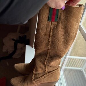 Gucci Brown Suede Heeled Boots